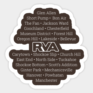 Richmond, Va Neighborhoods - RVA Version Sticker